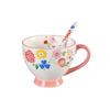 480ml Ceramic Large Oatmeal Mug with Spoon for Breakfast Beverage yoghurt Best Birthday Christmas Gifts for Women Girls Mother's