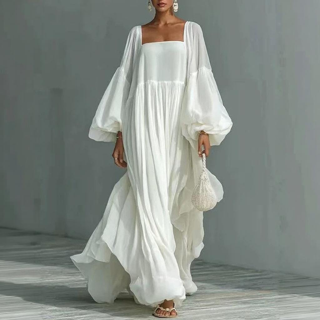 Dames Lange Mouwen Kleurrijk Elegant - Jurk voor Vakantie en Casual Kleding