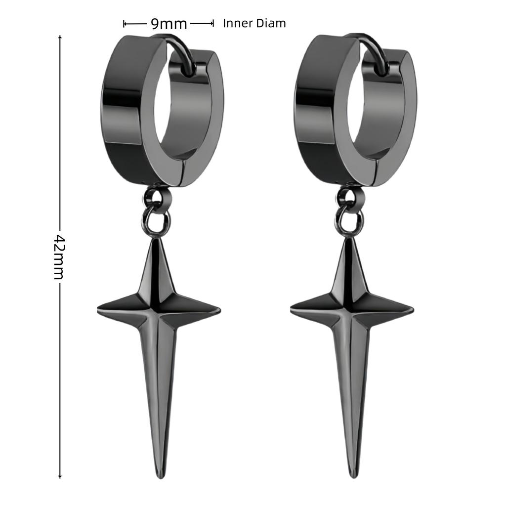 1Pair Vintage Star Gift for Women Stainless Steel Long Hanging Dangle Drop Piercing Earrings for Male Trendy Jewelry Y2k Decora