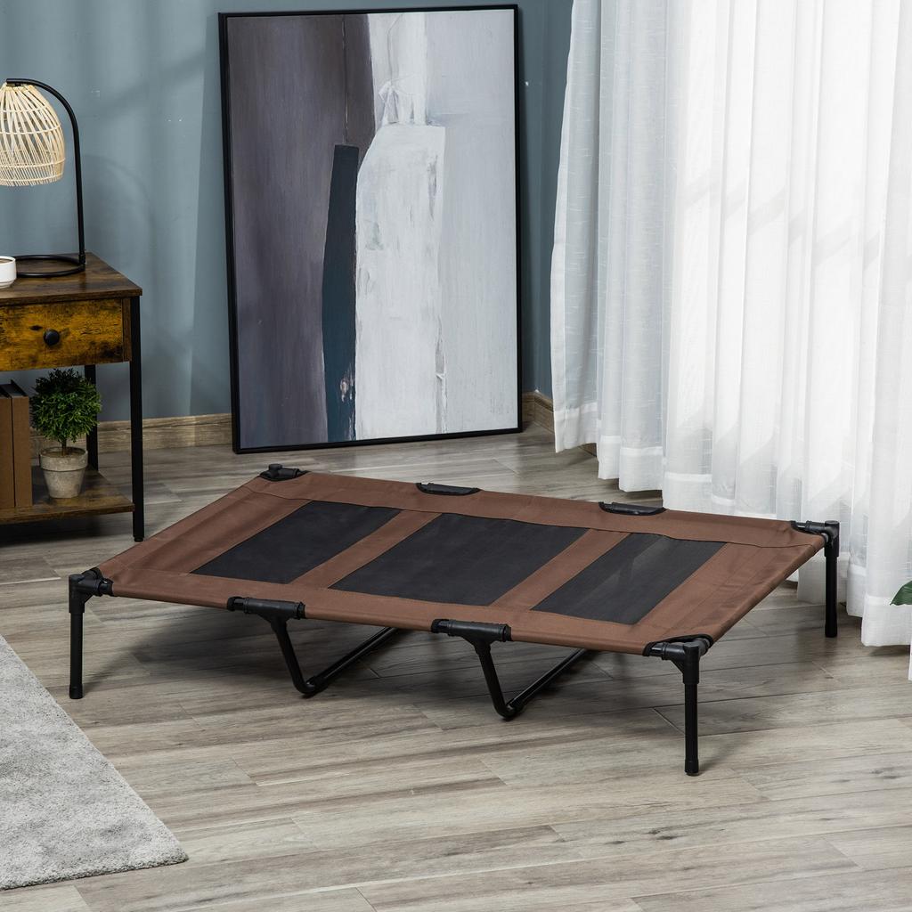 Raised Dog Bed Cooling Elevated Pet Cot with Breathable Mesh for Indoor Outdoor Use Brown, XX Large, 122 X 92 X 23cm
