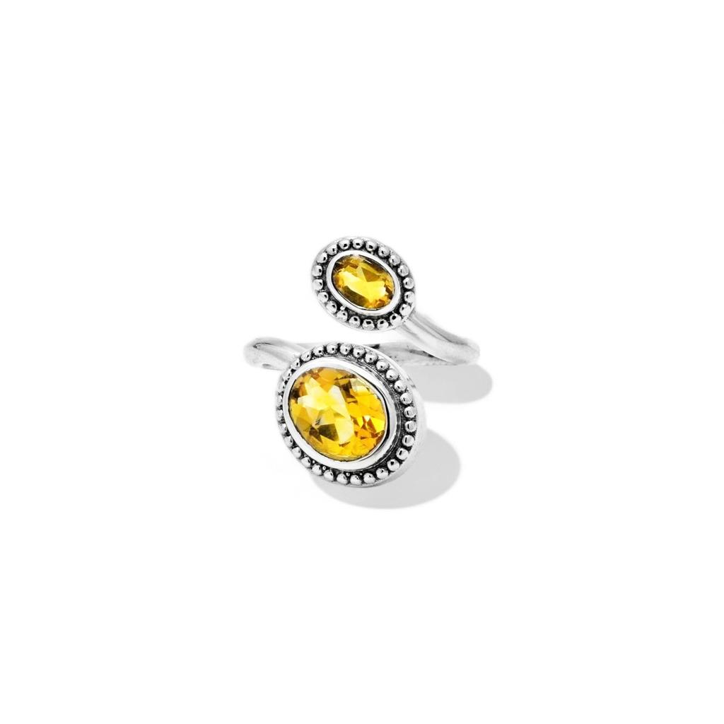 Natural Citrine Ring: 925 Sterling Silver Open Design