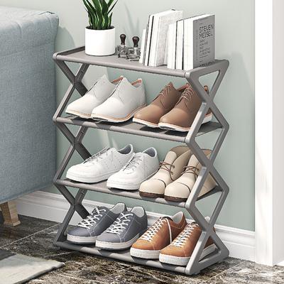 Nordisches 4-stöckiges Schuhregal aus Kunststoff, Schuhablage, kreative X-Form, staubdicht, 4 Ebenen, Schuhständer für Zuhause, Schuh-Organizer