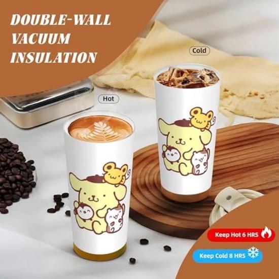Pom Purin tumbler 500ml lid water bottle mug vacuum insulated multi-layer structure 316 stainless steel thermal insulation direct drinking portable