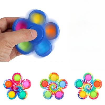 Funny Tie Dye Simple Fidget Spinner Finger Push Bubble Hand Spinner For Adhd Anxiety Stress Relief Sensory Party Favor For Kids