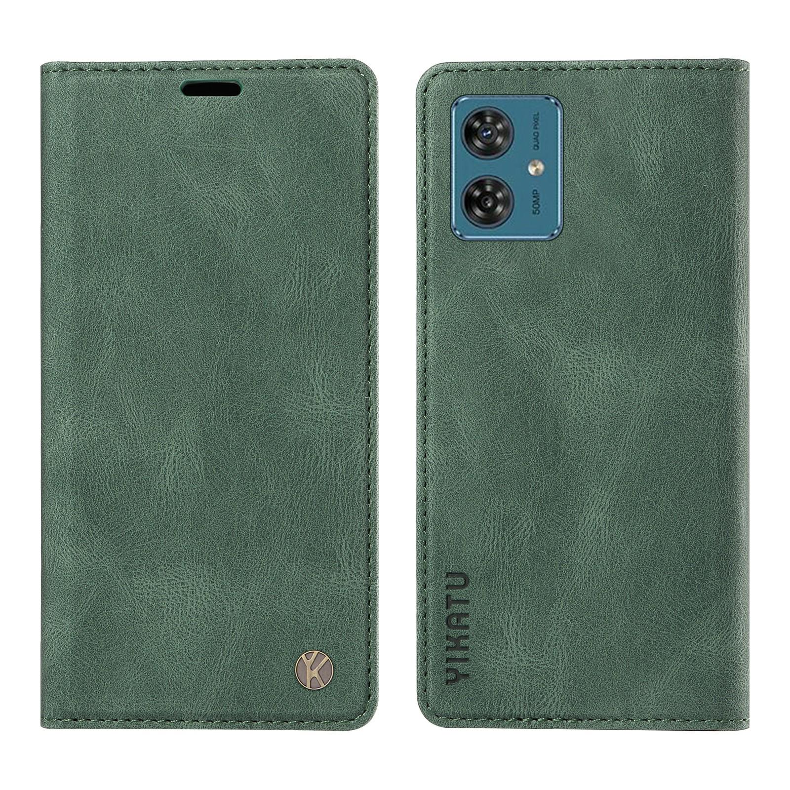 

YIKATU YK-004 For Motorola Moto G54 5G Magnetic Case Flip Stand Skin-touch Feeling Leather Phone Cover Green