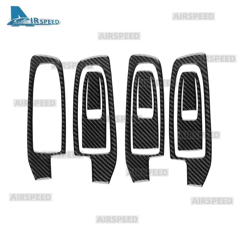 Real Soft Carbon Fiber Trim Sticker LHD RHD for Subaru Forester 2024 Car Window Lift Button Interior