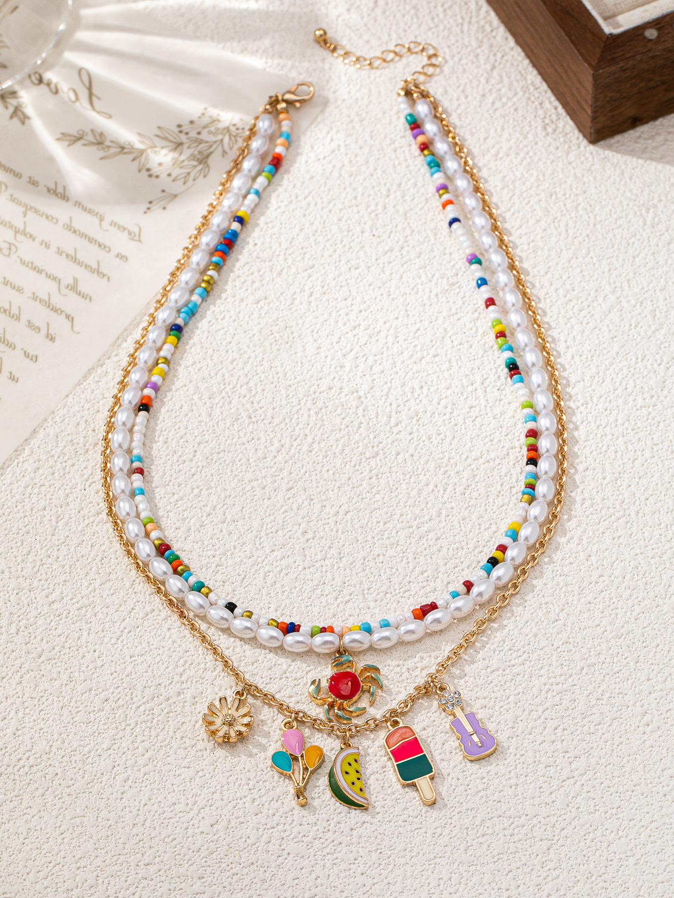 Новый собственный горячий хит богемный стиль цветная бусинная нить ожерелье многослойное нанизанное рис