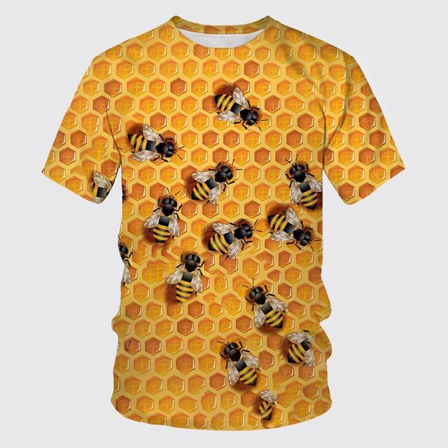 Summer Fashion Casual Honeybee graphic t shirts Men 3D Trend Printing Personality harajuku Round Neck Short Sleeve Tees Tops