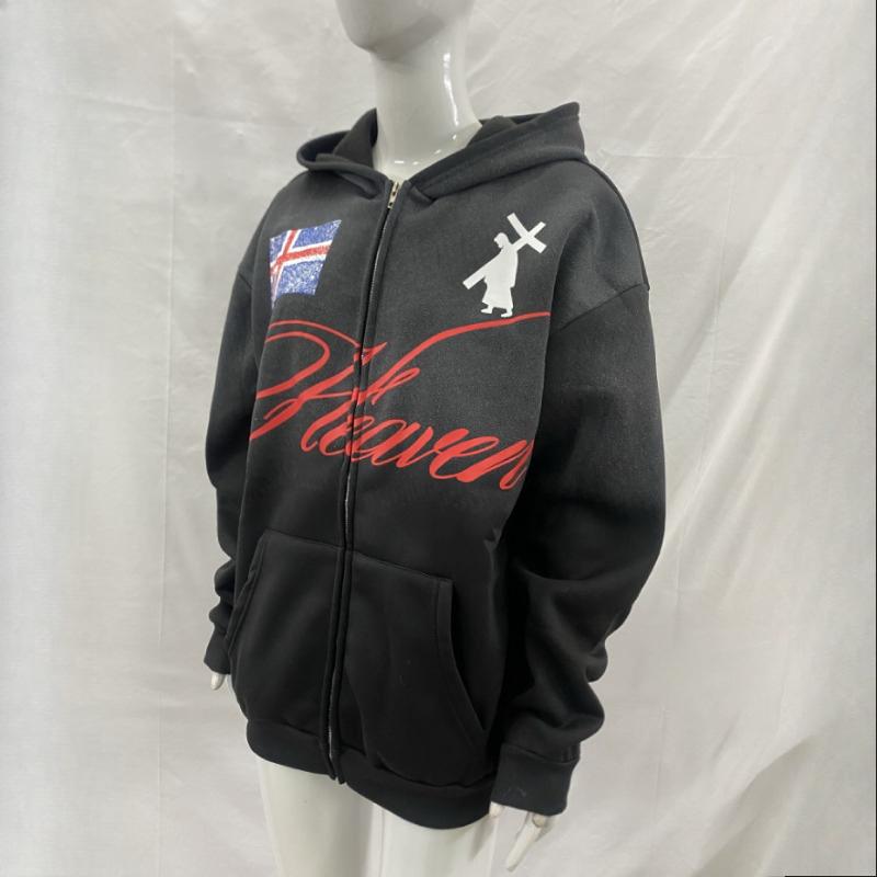 Evropský a americký pouliční trend Y2K personalizovaná tištěná mikina s dlouhým rukávem a zipem