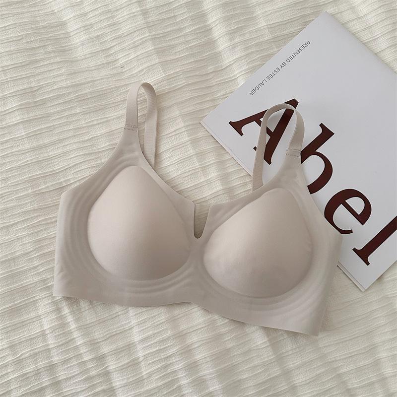 Milk leather comic breasts, seamless underwear, women's big breasts show small breasts, gather and close secondary breasts,anti-hanging jelly lift bra