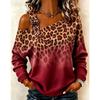 2026 Womens Round Neck Long Sleeve Loose Fit Casual Sweatshirt With Leopard Dot Print Digital