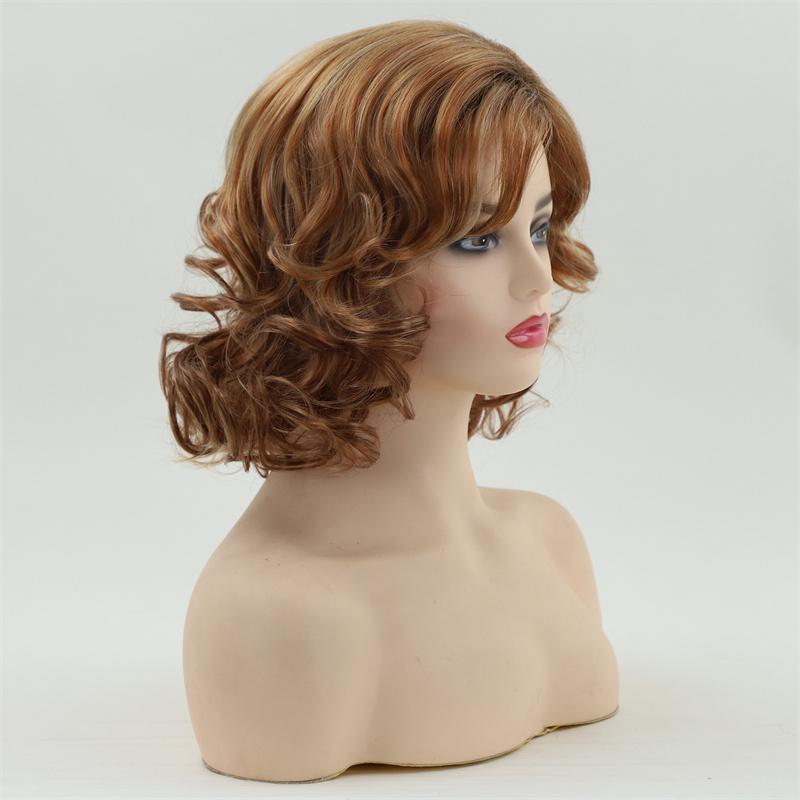 Syntetyczne krótkie kręcone włosy szara biała peruka dla osób w podeszłym wieku dla kobiet peruka mamusia z grzywką przebranie na karnawał impreza dla babci prezent peruka