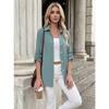 Womens Casual Button Up Long Sleeve Roll Tab Sleeve Shirt