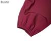 ZANZEA Women Muslim Casual Round Neck Long Sleeve Loose Dress