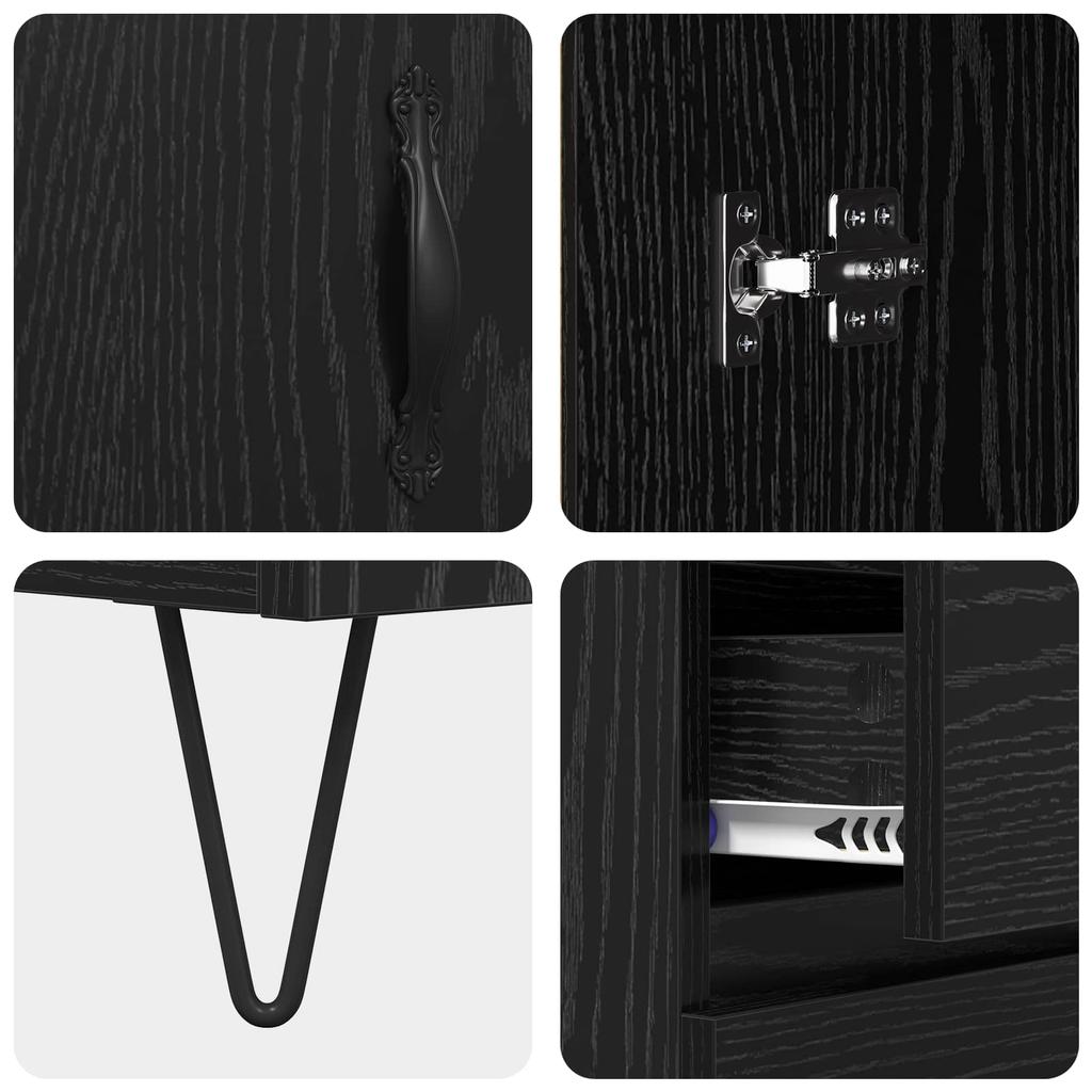 Sideboard Black Oak 69.5 X 34 X 90 Cm Particleboard