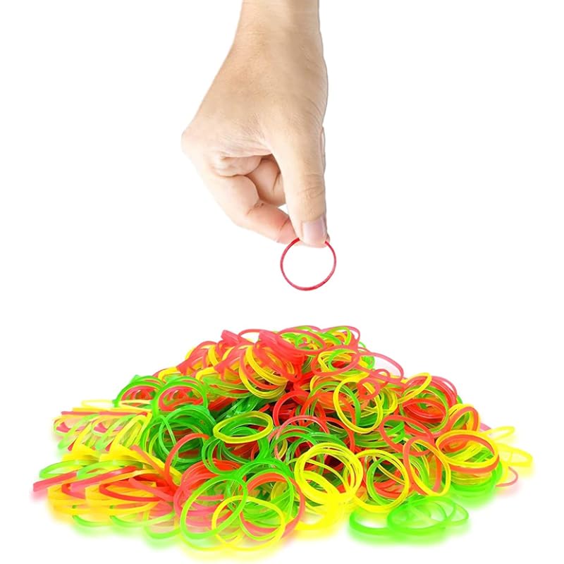 GLUN Elastic Bands 2 Inches Fluorescent Color Rubber Band for School, Home and Office Use High-Quality, Durable and Brig