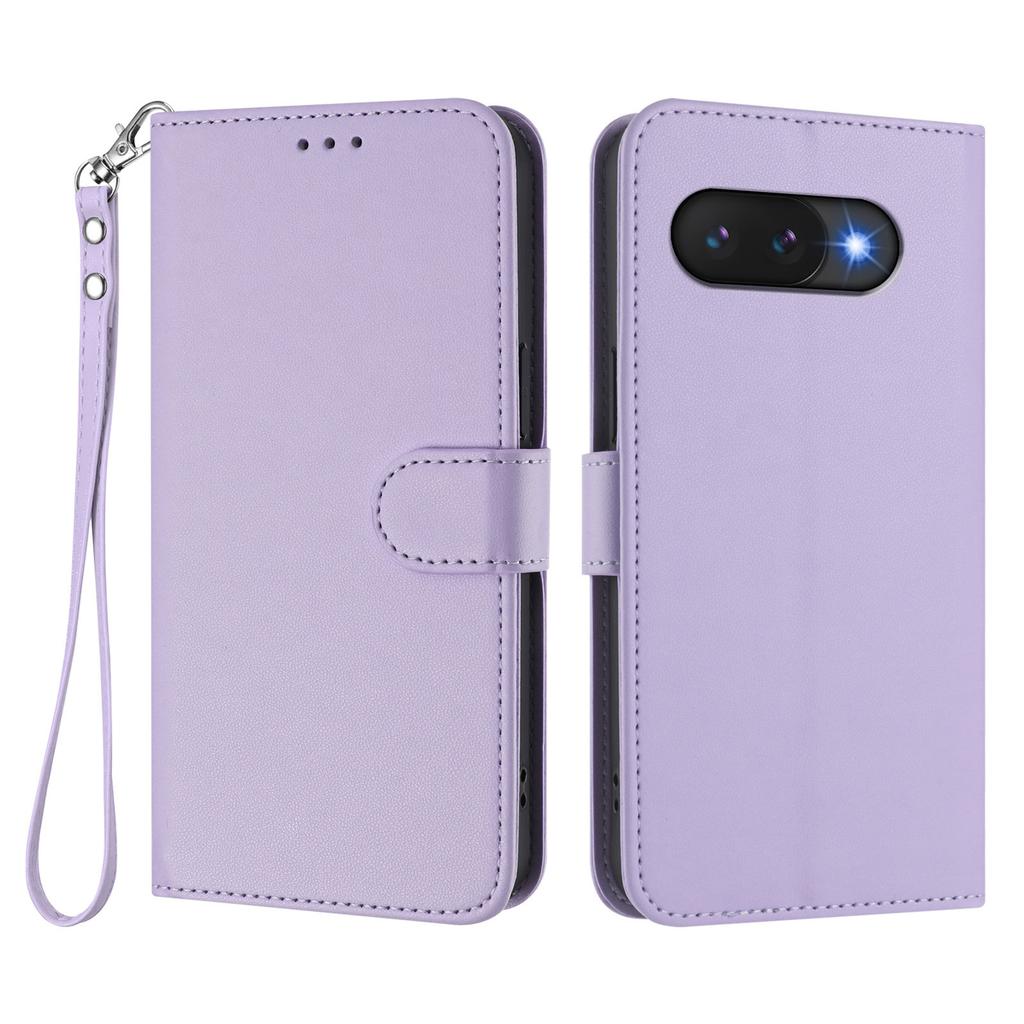 For Google Pixel 9a Leather Case Wallet Stand Phone Cover with Wrist Strap