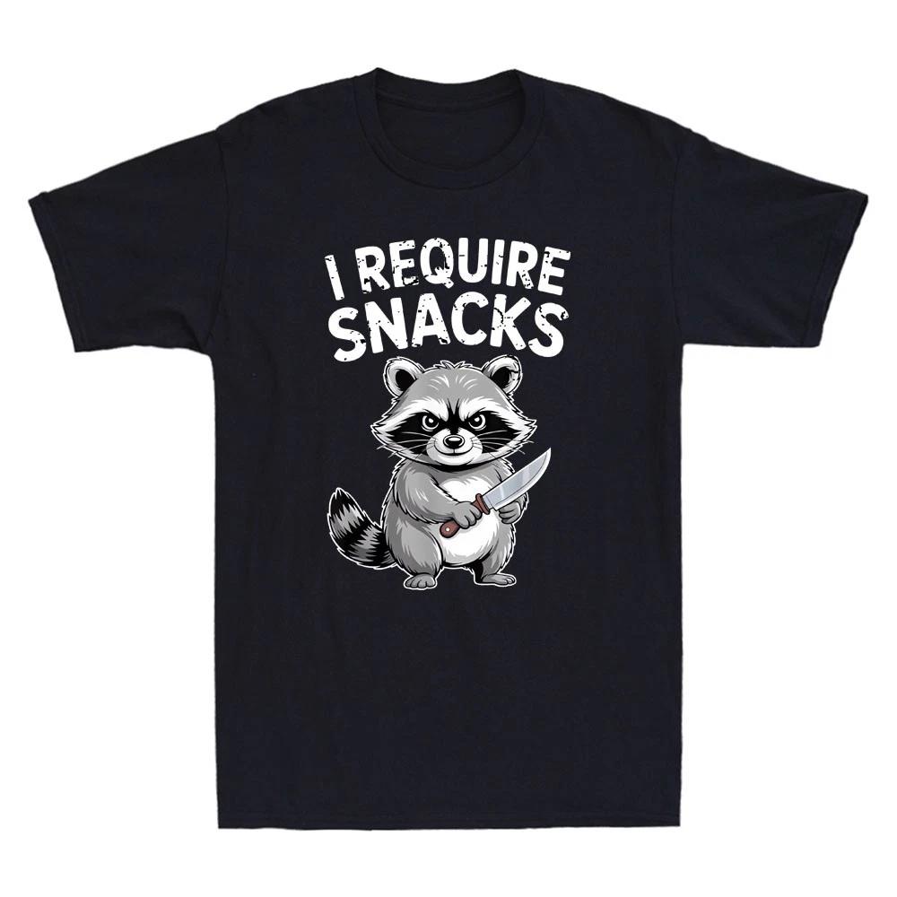 I Require Snacks Funny Raccoon Hold Knife Meme Humor Quote Vintage Men s T-Shirt 3XL