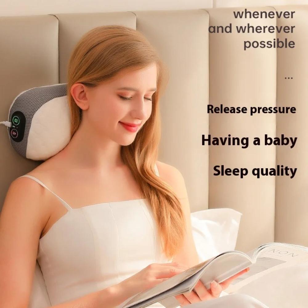 Heating Vibration Type Cervical Spine Massage Pillow Memory Foam Breathable Cotton Waist Traction Stretch Massager Waist Cushion