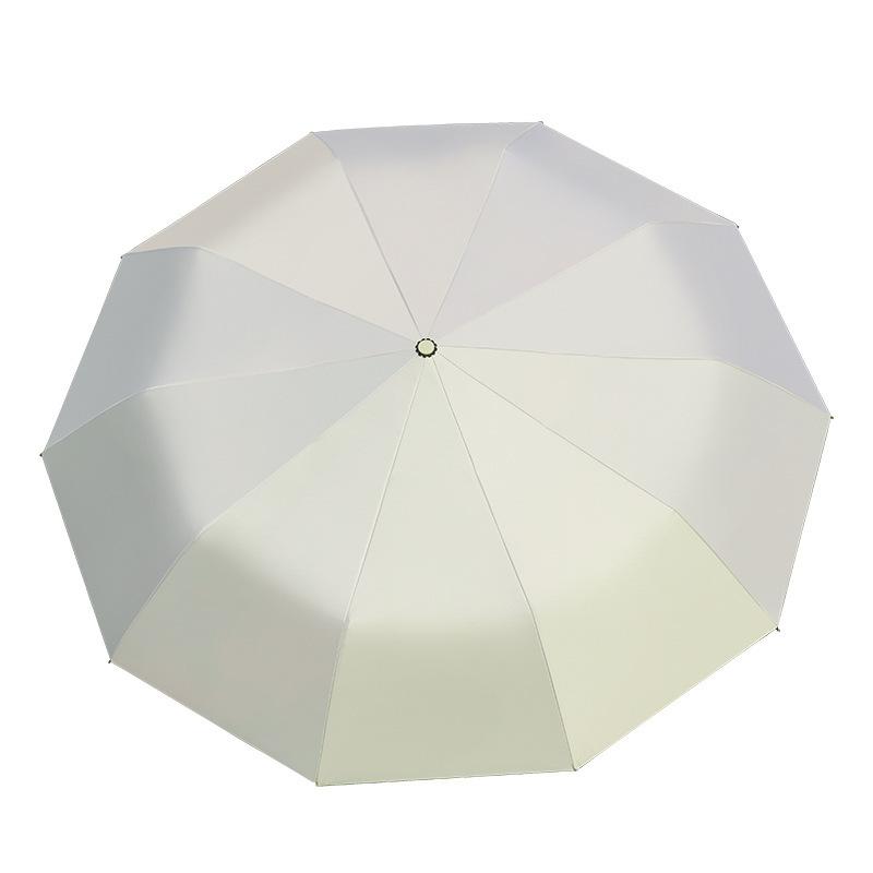 New 10-bone Vinyl Sunscreen Automatic Double Keel Ring Buckle Handle Three-fold Umbrella Fixed Umbrella