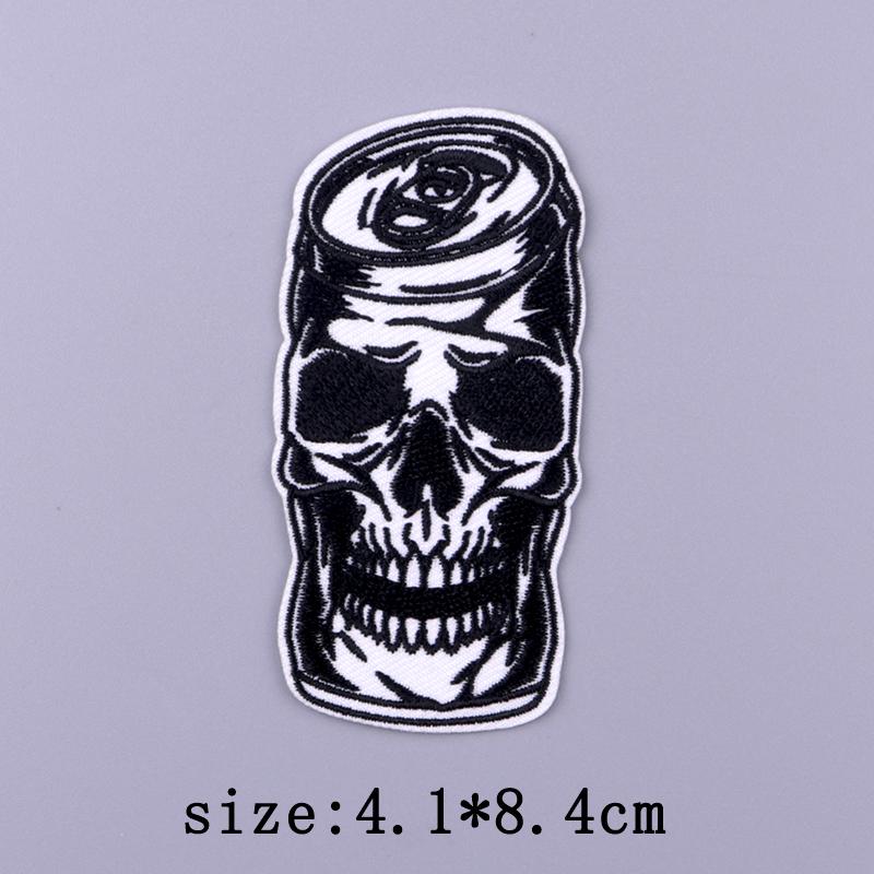 Hip Hop Punk Stickerei-Aufnäher für Kleidung Horror Totenkopf Aufnäher Aufbügel-Aufnäher für Kleidung Thermoklebende Aufkleber Abzeichen