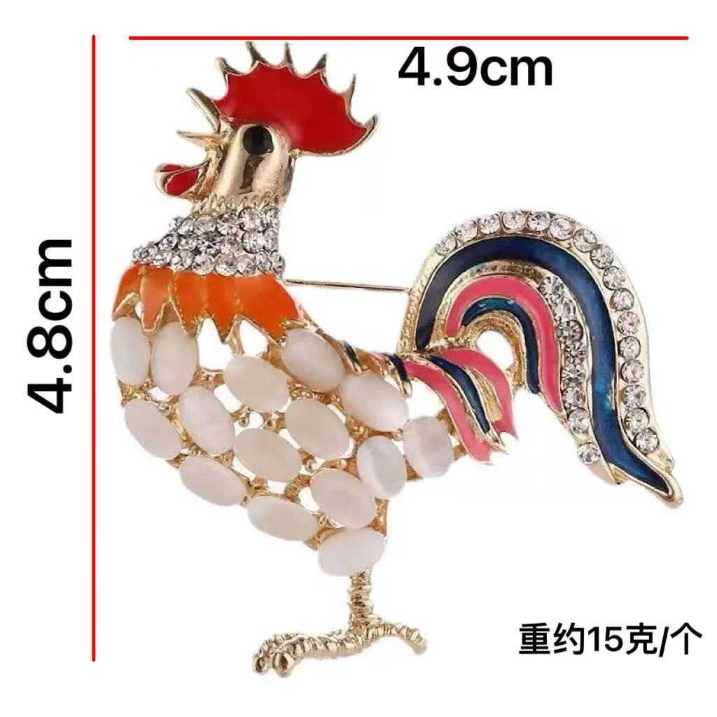 [Professional Chicken] Zodiac Chicken Brooch Men's and Women's Life Jewelry Cute Gold Corsage Badge