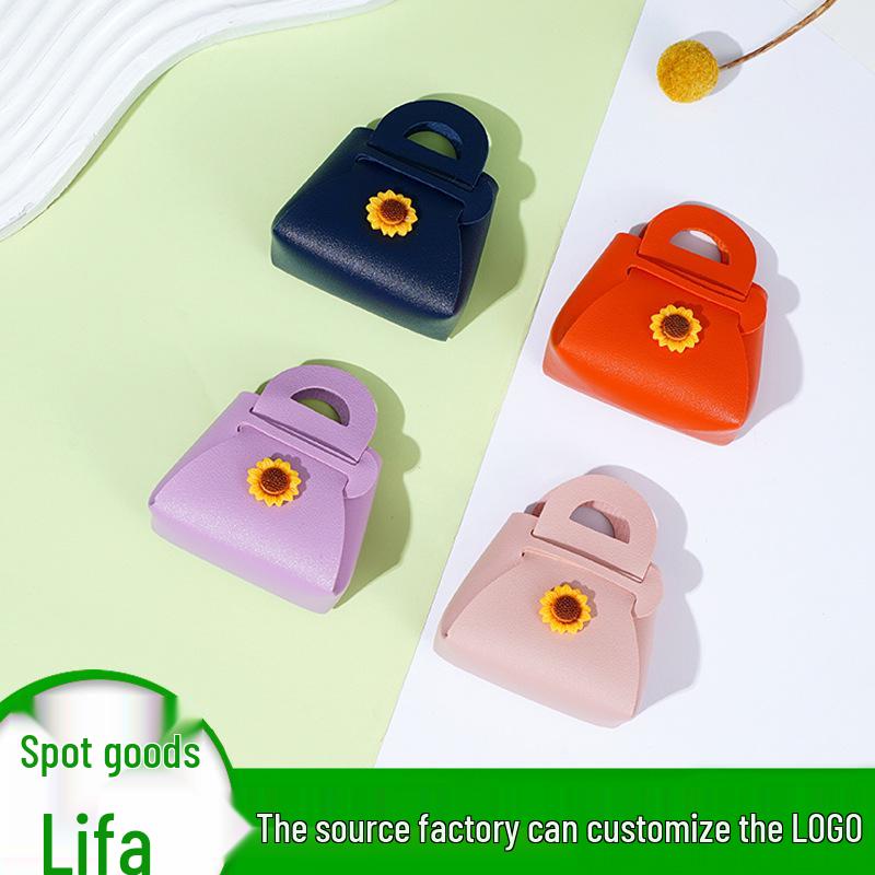 Multicolor Korean PU Leather Mini Wallet, Keychain Charm, and Sunflower Bag