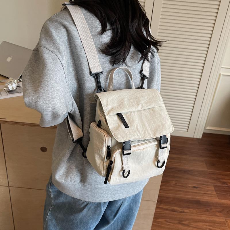 Women Nylon Backpack Convertible Shoulder Bag Casual Travel Daypack Multi Pocket Lightweight School Backpack with Flap