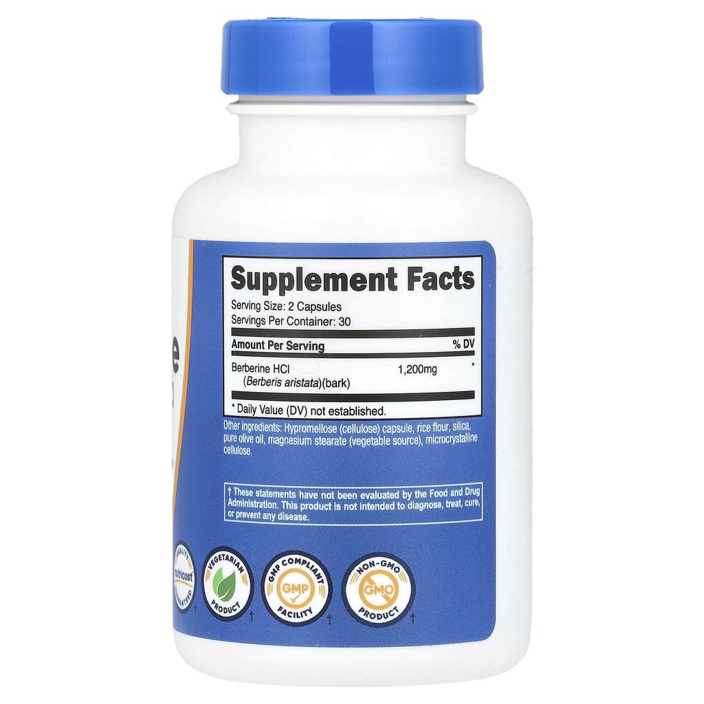 Berberine, 60 capsules (600 mg per capsule)