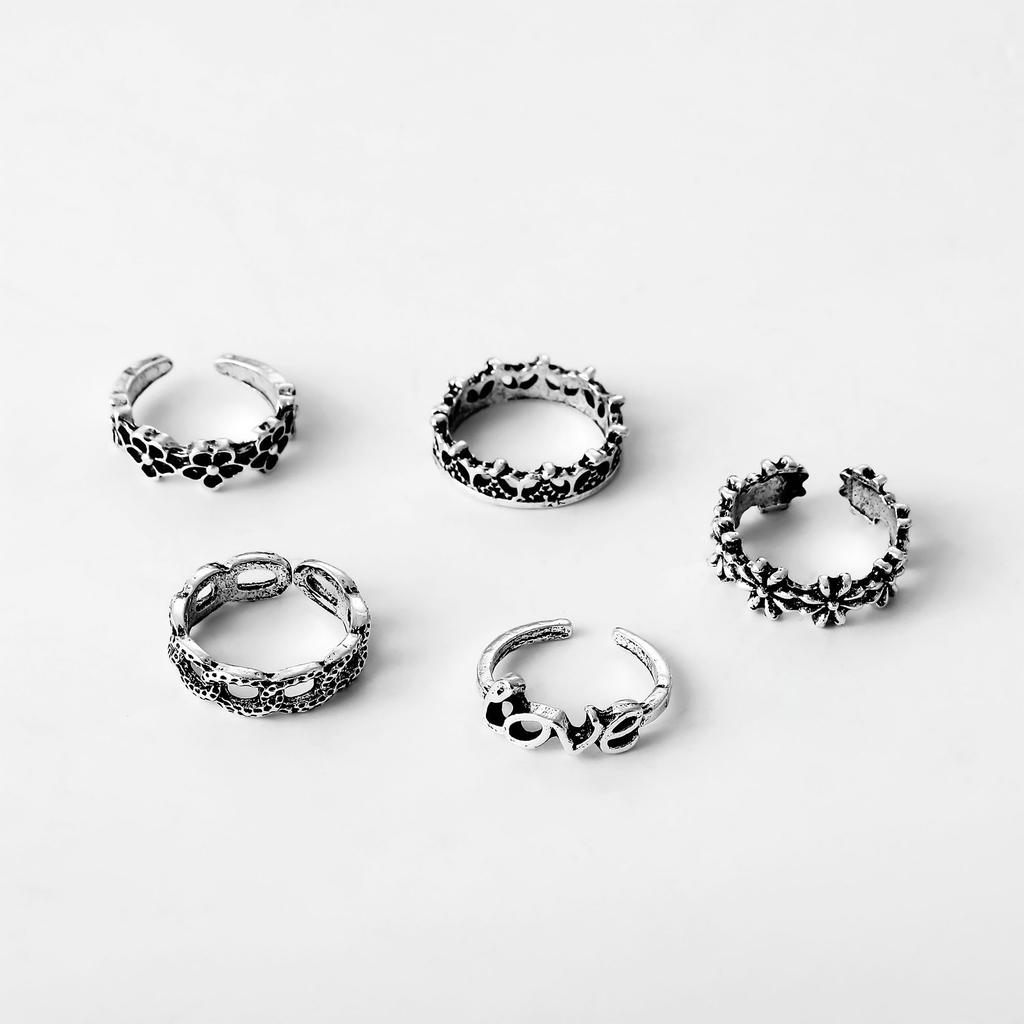 Promotional Foot Ring, Personalized Retro Flower Pentagram Hollow 5-Piece Set, Foot Ring And Foot Decoration.
