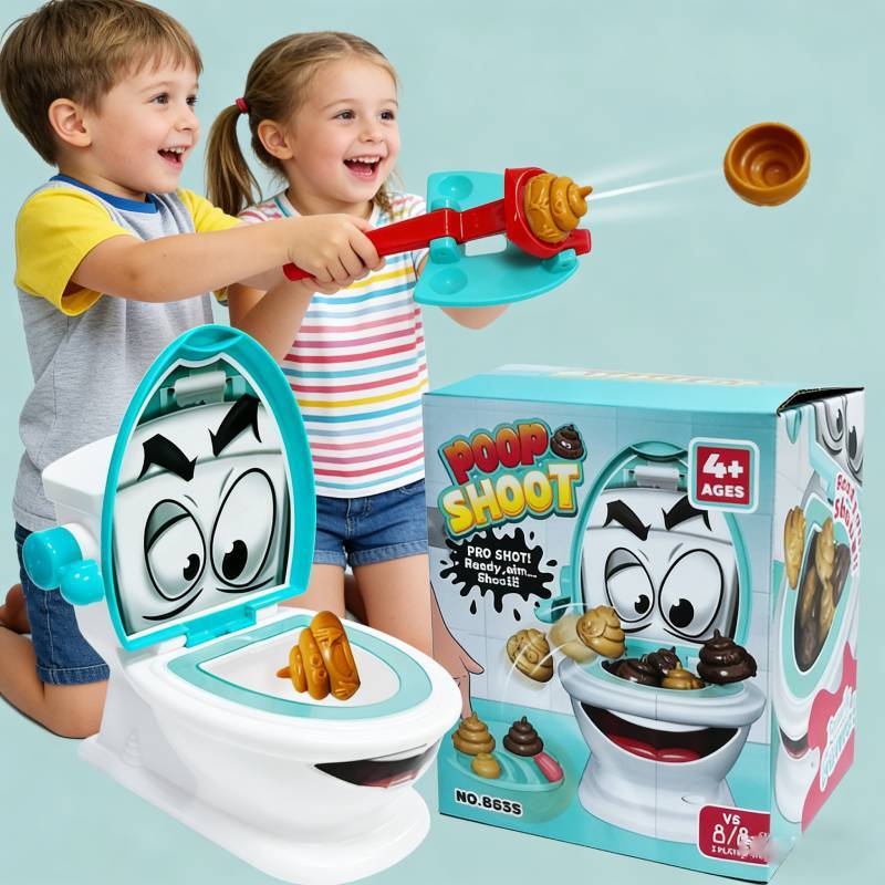 Poop Shoot Toilet Game Toy With Ejecting Feces For Parent Kids Indoor Play Fun