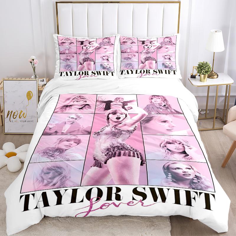Set di biancheria da letto 3 pezzi Taylor Swift Album Lover Per tutte le taglie Nuovo Copriletto Stampato 3D Piumone Copripiumone Federa Decorazione Camera da Letto