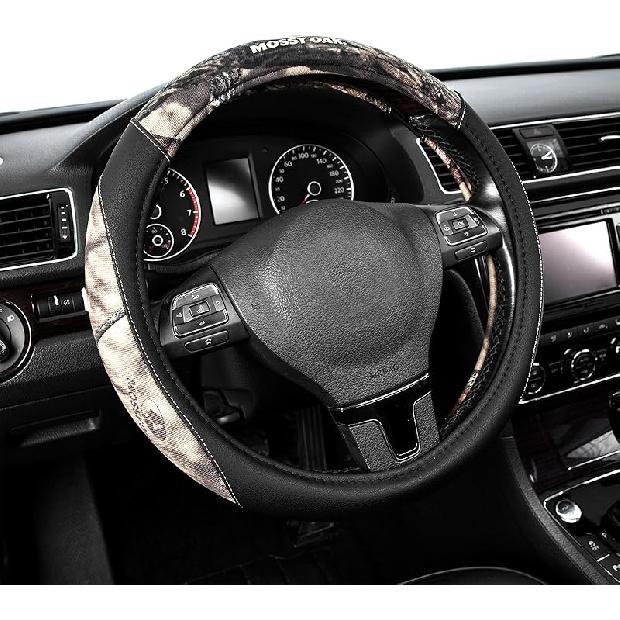 Mossy Oak Full Camo Steering Wheel Cover - Made From Premium Cotton Twill, Universal Fit For 14 1/2 To 15 Inches - Official Licensed Product Partial camouflage
