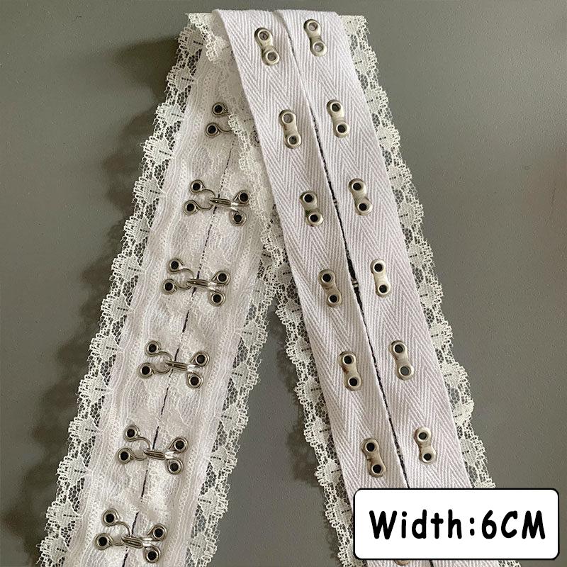 

2 Yard Lace Pearl Flower Fabric Hook Eye Tape Ruffle Lace Edge Trim Diy Crafts Skirt Hemming Lace Buckle Webbing Diy Accessories