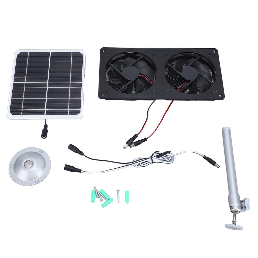 20W Solar Panel Solar Powered Dual Exhaust Fan Kit for Chicken Coops Greenhouses Sheds Pet Houses