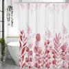Red Eucalyptus Leaf Shower Curtain, Bathroom Decorative Shower Curtain, Waterproof Shower Curtain with Hooks