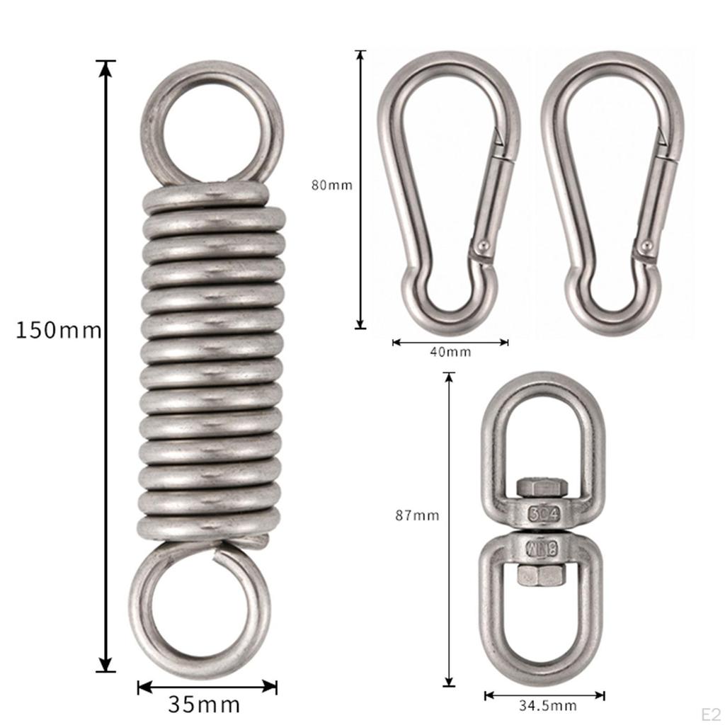 Hammock Chair Spring Hook Set Carabiner Hooks Heavy Duty Stainless Steel Extension Swivel