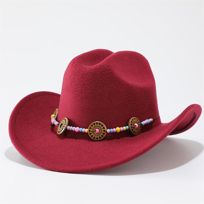 Vintage Western Cowboy Hat Ethnic Curled Top Hat Jazz Hat Travel Vacation Sun Hat Men and Women