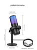 RGB USB Microphone with Desktop Boom Arm, One-Key Mute, Monitoring for Streaming, Gaming, Recording, KTV.