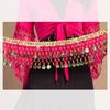 Gold-Edged Indian Dance Hip Scarf with Hanging Coins for Belly and Square Dance Performances