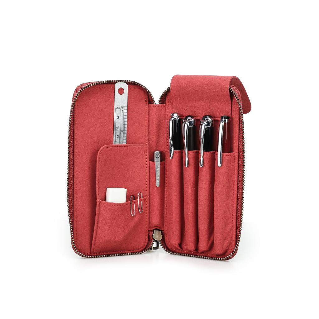 CONTACTS Astuccio per matite in pelle pieno fiore Fatto a mano Vintage Cerniera Porta penne Pochette con fessura per carte Organizzatore per penne Tasche Borsa per cancelleria