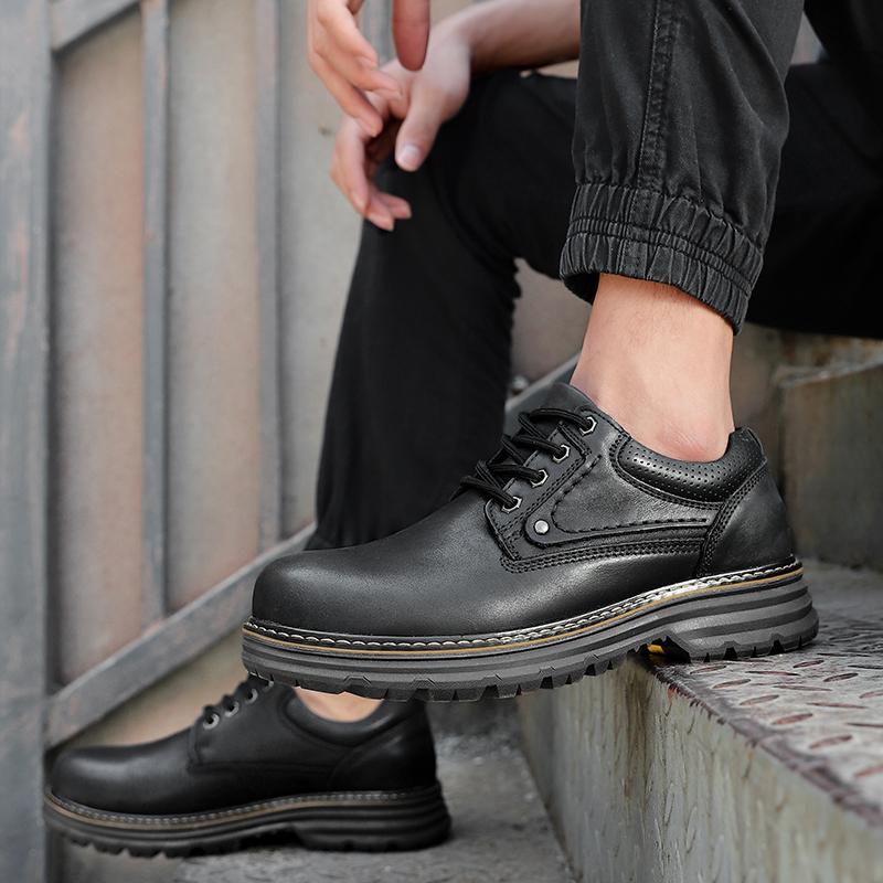 Fashion Thick Soled Men's Shoes Luxury Quality Genuine Leather Style Business Office Formal Party Classic Black Brown Shoes Hot Quality