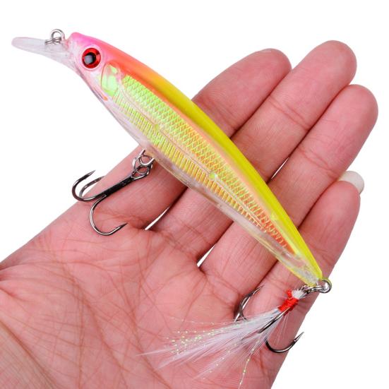 11.2CM/13.6G Minnow Bionic Lure with Sharp Hooks Tongue Hard Artificial Swimbait Freshwater Saltwater Trout Bass Fishing Accessories