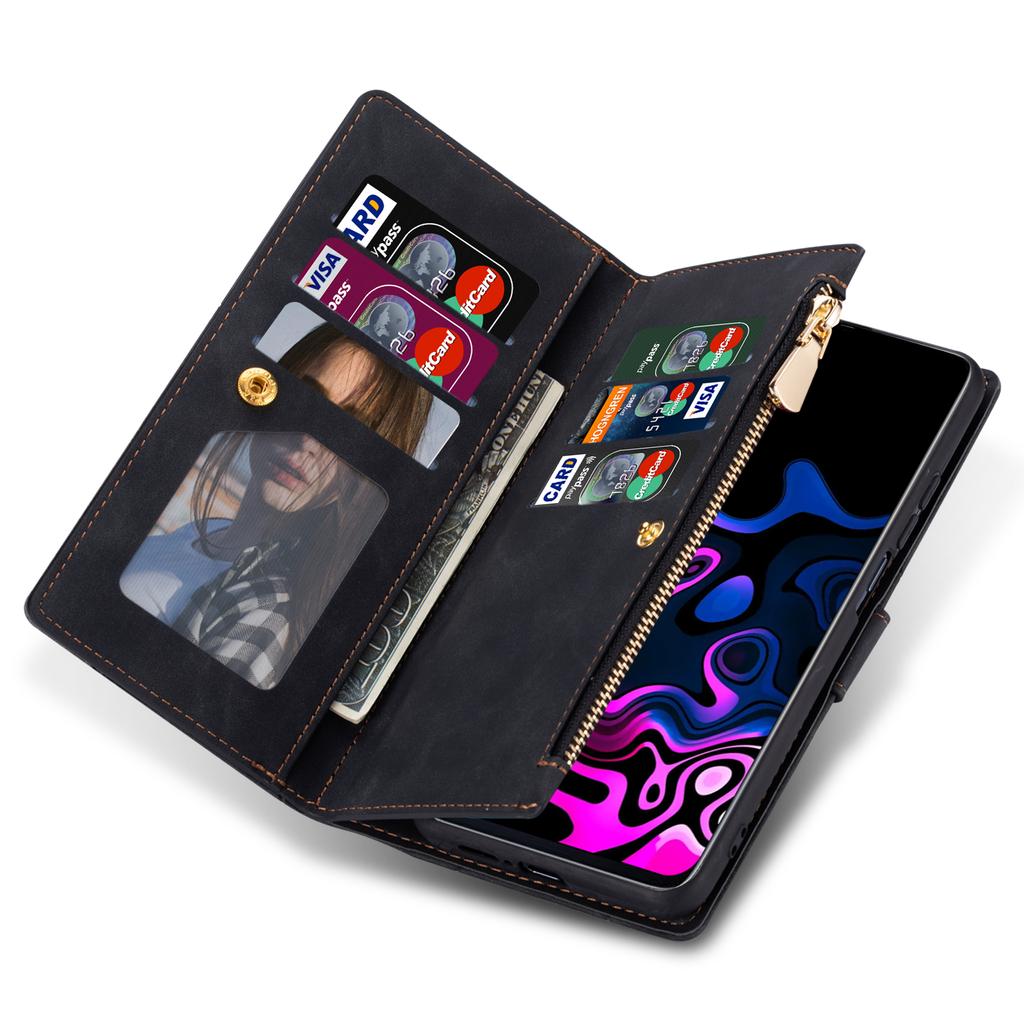 Color Splicing Case for Xiaomi Redmi Note 13 5G Phone Cover Zipper Pocket Wallet Shell