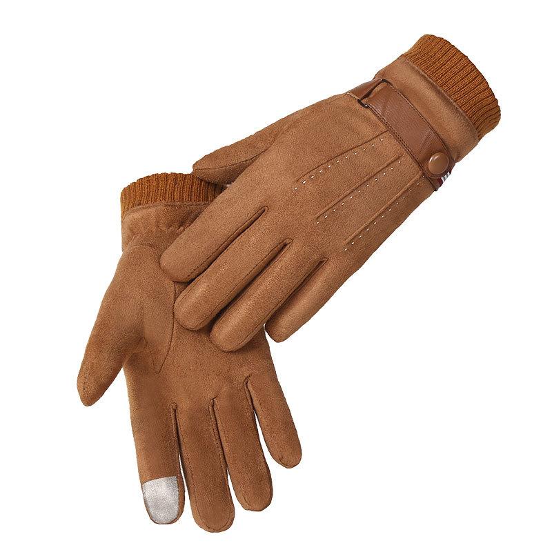 Herren Winter Wildlederimitat Warm Split Militär Fingerhandschuhe Outdoor Verdickt Fahren Schnalle Ski Männlich Touchscreen Fäustlinge