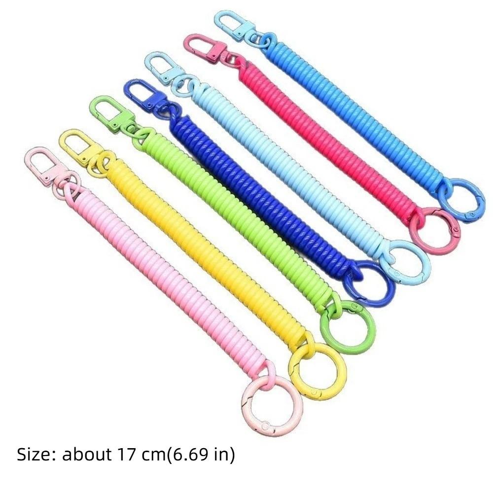 Elastic Straps Spiral Spring Lanyard Retractable Telescopic Spring Key Ring Outdoor