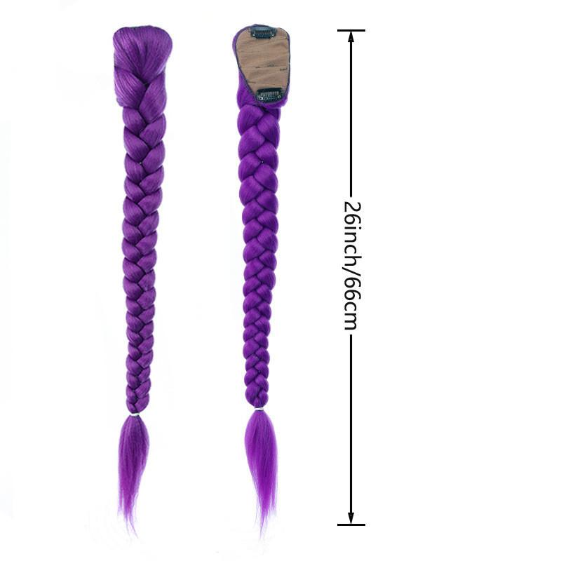 Perruques Rumi Princess Kpop Hunters Violettes à Longue Queue de Cheval de 80 cm Accessoire Prop de Cosplay d'Halloween