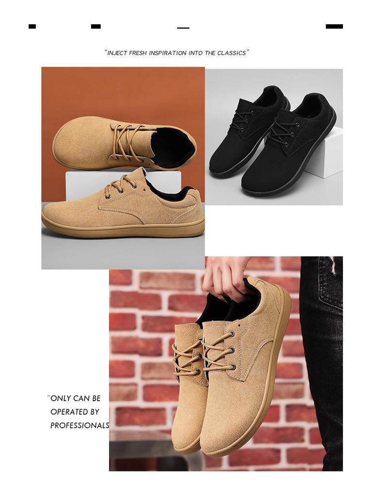 Übergröße Herren Barfußschuhe für breite Füße mit Gummisohle und weichem Obermaterial