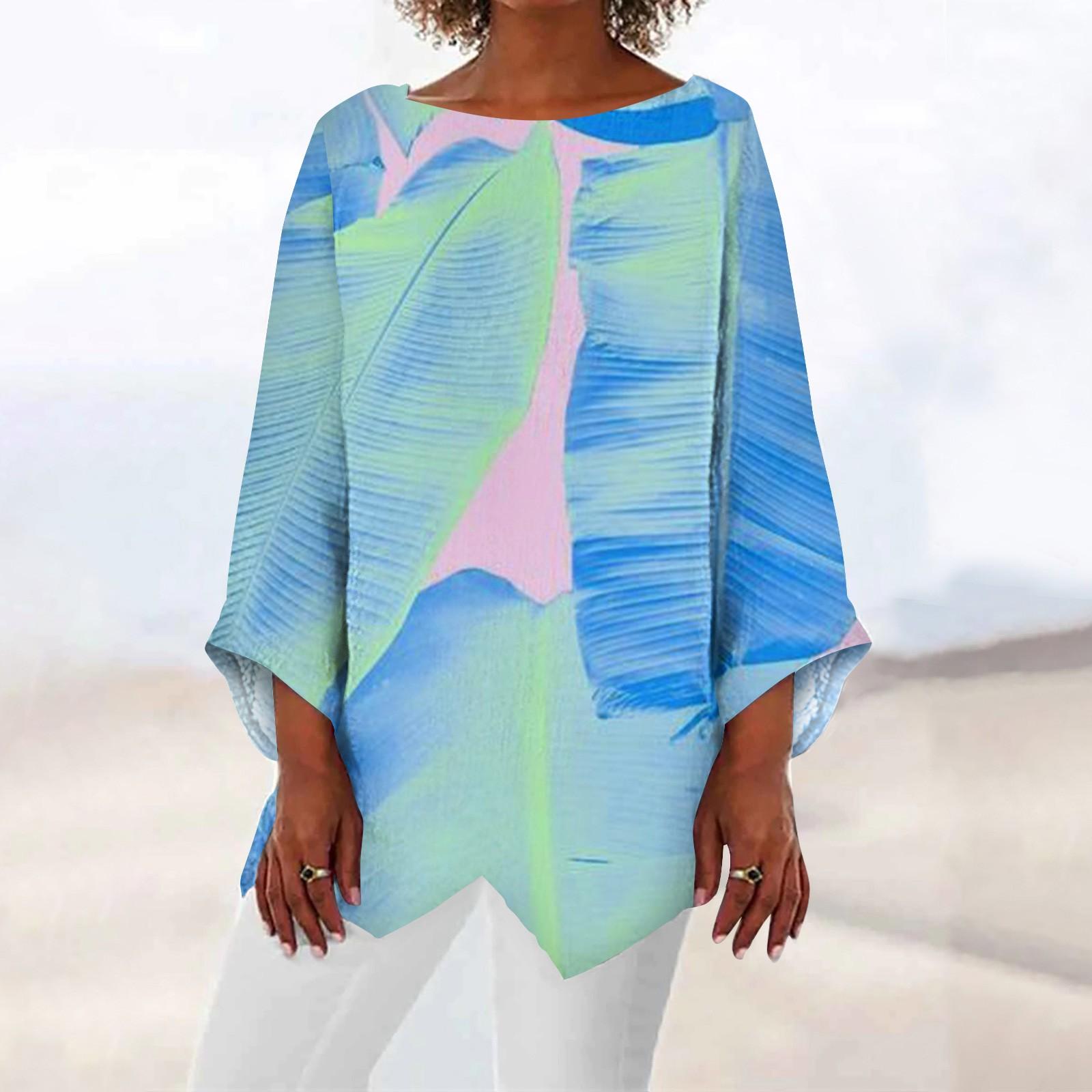 

Женские топы с геометрическим принтом и длинными рукавами, дышащая рубашка с V-образным вырезом XXXL синий