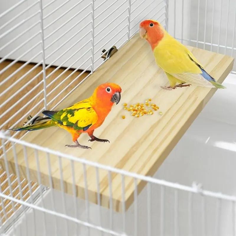 Parrot Bird Wood Perch Platform Large Stand Shelf for Birds.